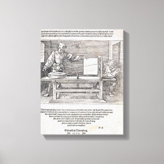 Scene van Durer's 'cursus in the Art of Drawing'; Canvas Afdruk (Voorkant)