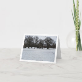 Scène van winterbomen op een rijvakantiebriefkaart kaart