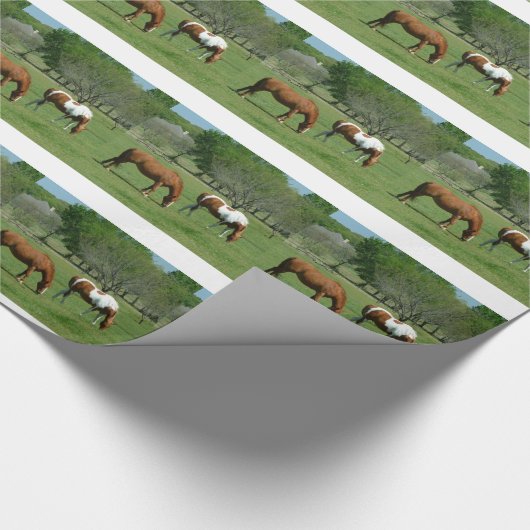 Scene voor graaspaarden cadeaupapier (Hoek)