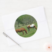 Scene voor graaspaarden ronde sticker (Envelop)
