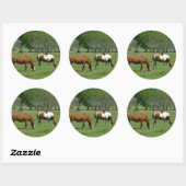 Scene voor graaspaarden ronde sticker (Vel)