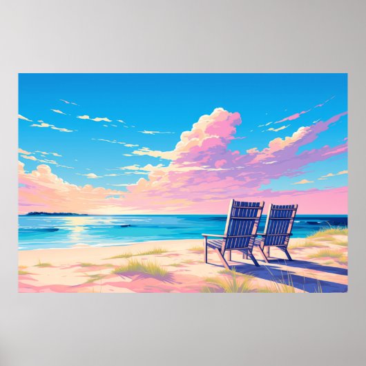 Scenery Beach Sunset Landscape Natuur Poster (Voorkant)