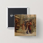 Scenery for the scene with Mimi and Rodolfo Vierkante Button 5,1 Cm (Voorkant /achterkant)
