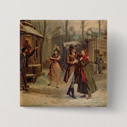 Scenery for the scene with Mimi and Rodolfo Vierkante Button 5,1 Cm (Voorkant)