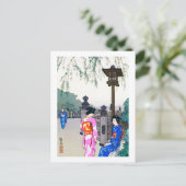 Scenery with Women in a Kimono, Hiroshi Yoshida Briefkaart (Staand voorkant)