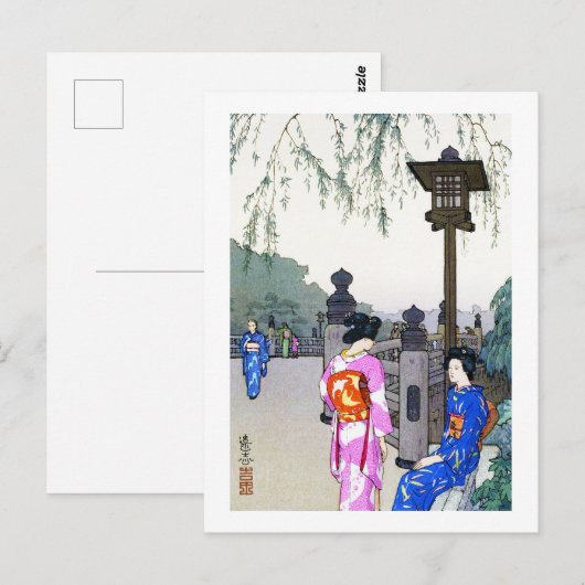 Scenery with Women in a Kimono, Hiroshi Yoshida Briefkaart (Voorkant / Achterkant)