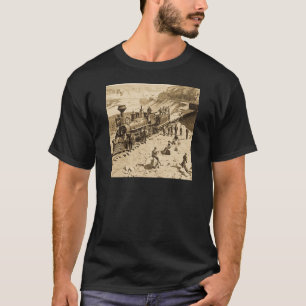 Scènes op de Pacific Railroad van de Unie Sepia T-shirt