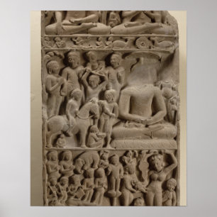 Scenes uit Boeddha's leven, Sarnath, Uttar Pradesh Poster