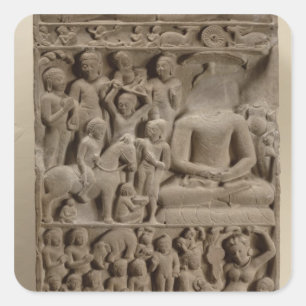 Scenes uit Boeddha's leven, Sarnath, Uttar Pradesh Vierkante Sticker