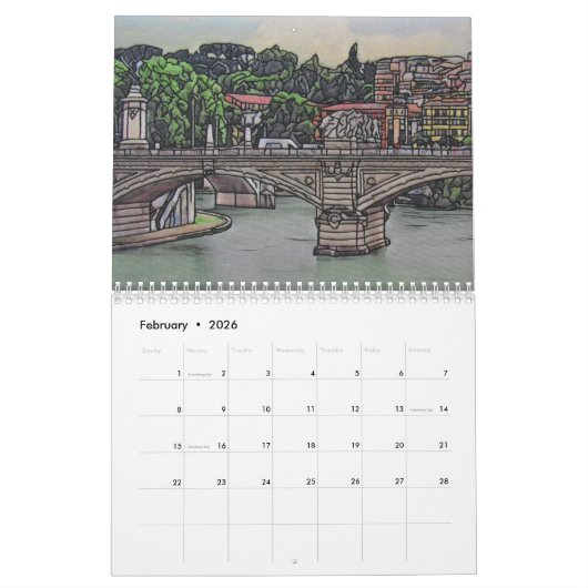 Scènes van de agenda van Rome Kalender (Feb 2026)