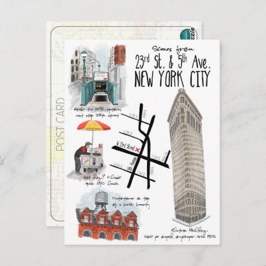 Scènes van het Briefkaart van 23e en 5e Ave New Yo (Voorkant / Achterkant)