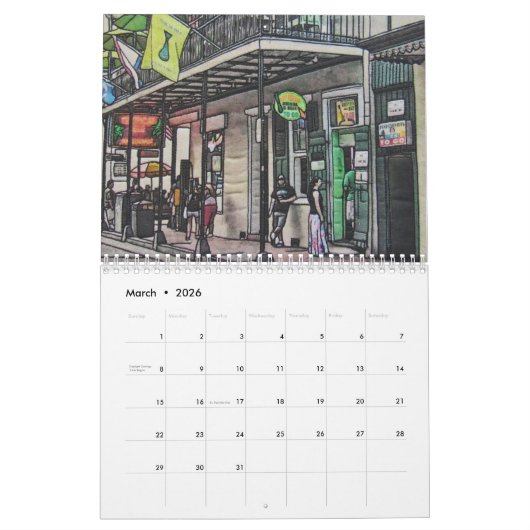 Scènes van New Orleans Calendar Kalender (Mar 2026)