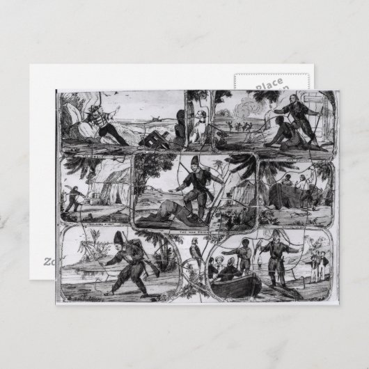 Scenes van 'Robinson Crusoe' van Daniel Defoe Briefkaart (Voorkant / Achterkant)