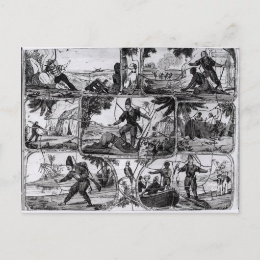Scenes van 'Robinson Crusoe' van Daniel Defoe Briefkaart (Voorkant)