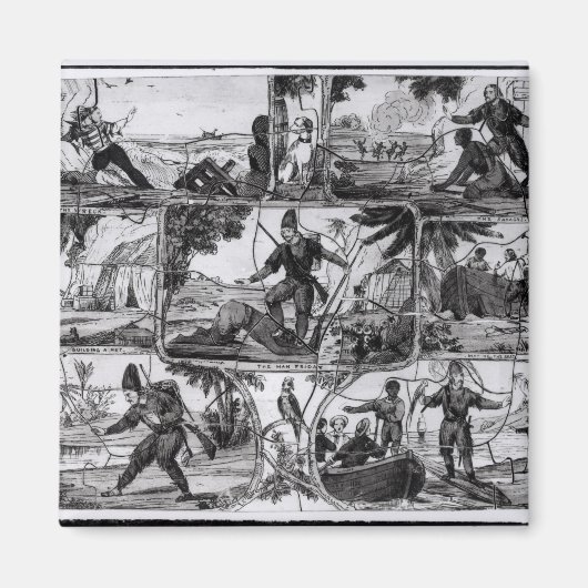 Scenes van 'Robinson Crusoe' van Daniel Defoe Magneet (Voorkant)