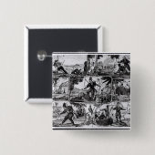 Scenes van 'Robinson Crusoe' van Daniel Defoe Vierkante Button 5,1 Cm (Voorkant /achterkant)