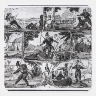 Scenes van 'Robinson Crusoe' van Daniel Defoe Vierkante Sticker