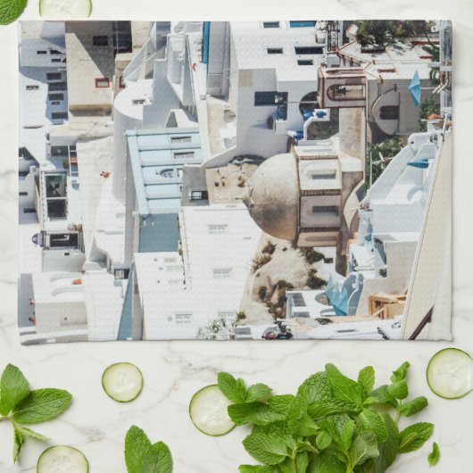 Scenes van Santorini Kitchen Towel Theedoek (Gevouwen)