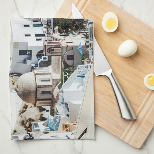 Scenes van Santorini Kitchen Towel Theedoek (Quarter Fold)
