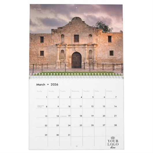 Scènes van Texas 2021 Custom Logo endar Kalender (Mar 2026)