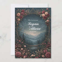 Scenic Alpine Landscape Mauve Floral Oval Wedding Kaart