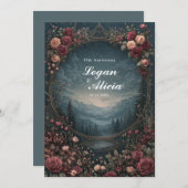 Scenic Alpine Landscape Mauve Floral Oval Wedding Kaart (Voorkant / Achterkant)