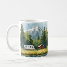 Scenic Caravan Camping Illustration Mug Koffiemok