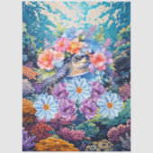 Scenic Coral Reef & Floral Sea Turtle Decoupage Tissuepapier (Voorkant)