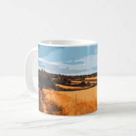 Scenic Country Path Golden Field Retro Koffiemok