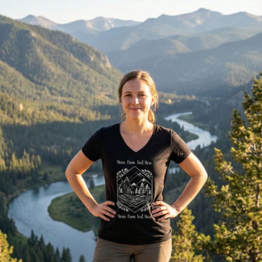 Scenic Forest River Camping Badge Your Text Gift T-shirt