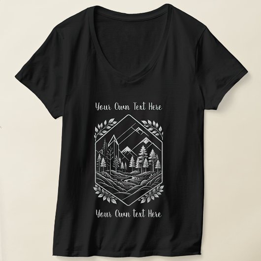 Scenic Forest River Camping Badge Your Text Gift T-shirt