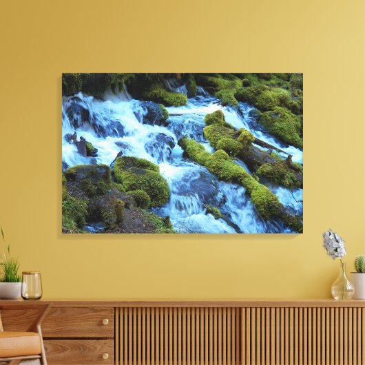 Scenic Forest Waterfall Landscape Canvas Afdruk (Insitu (Woonkamer))