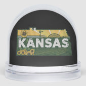 Scenic Kansas Retro Silhouette Sneeuwbol (Voorkant)