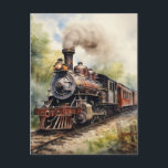 Scenic Landscape a Victorian Train Briefkaart<br><div class="desc">A lovely landscape with a Victorian train</div>