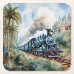 Scenic Landscape a Victorian Train Kartonnen Onderzetters<br><div class="desc">A lovely mountain landscape with a Victorian train and a castle in background</div>