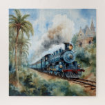 Scenic Landscape a Victorian Train Legpuzzel<br><div class="desc">A lovely mountain landscape with a Victorian train and a castle in background</div>