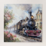 Scenic Landscape a Victorian Train Legpuzzel<br><div class="desc">A lovely landscape with a Victorian train outside a train station</div>