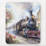 Scenic Landscape a Victorian Train Muismat<br><div class="desc">A lovely landscape with a Victorian train outside a train station</div>