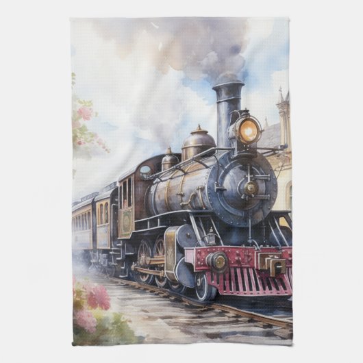 Scenic Landscape a Victorian Train Theedoek (Verticaal)