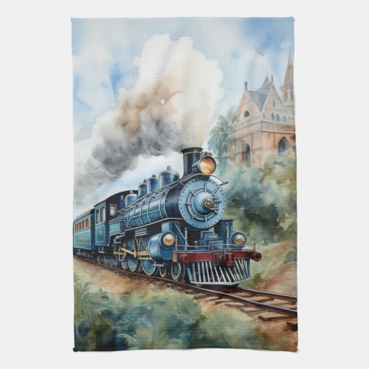 Scenic Landscape a Victorian Train Theedoek (Verticaal)
