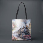Scenic Landscape a Victorian Train Tote Bag<br><div class="desc">A lovely landscape with a Victorian train outside a train station</div>