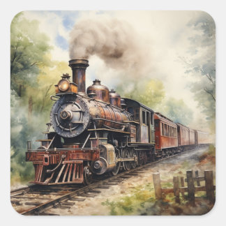 Scenic Landscape a Victorian Train Vierkante Sticker