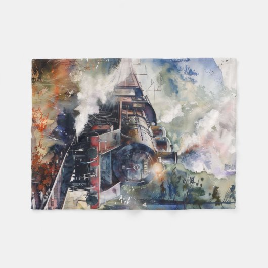 Scenic Landscape with Train Fleece Deken (Voorkant (Horizontaal))