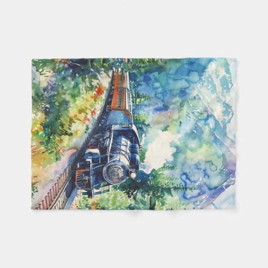 Scenic Landscape with Train Fleece Deken (Voorkant (Horizontaal))