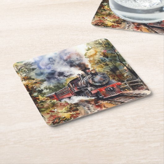 Scenic Landscape with Train Kartonnen Onderzetters (Schuin)