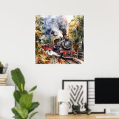 Scenic Landscape with Train Poster (Thuiskantoor)