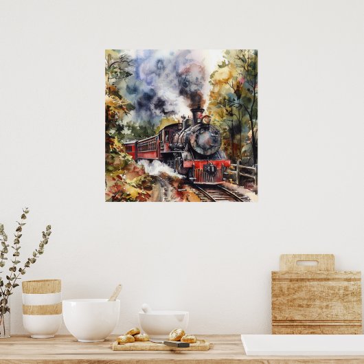 Scenic Landscape with Train Poster (Keuken)