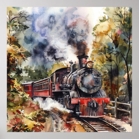 Scenic Landscape with Train Poster (Voorkant)