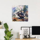 Scenic Landscape with Train Poster (Thuiskantoor)