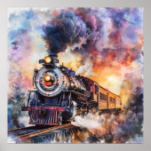 Scenic Landscape with Train Poster (Voorkant)